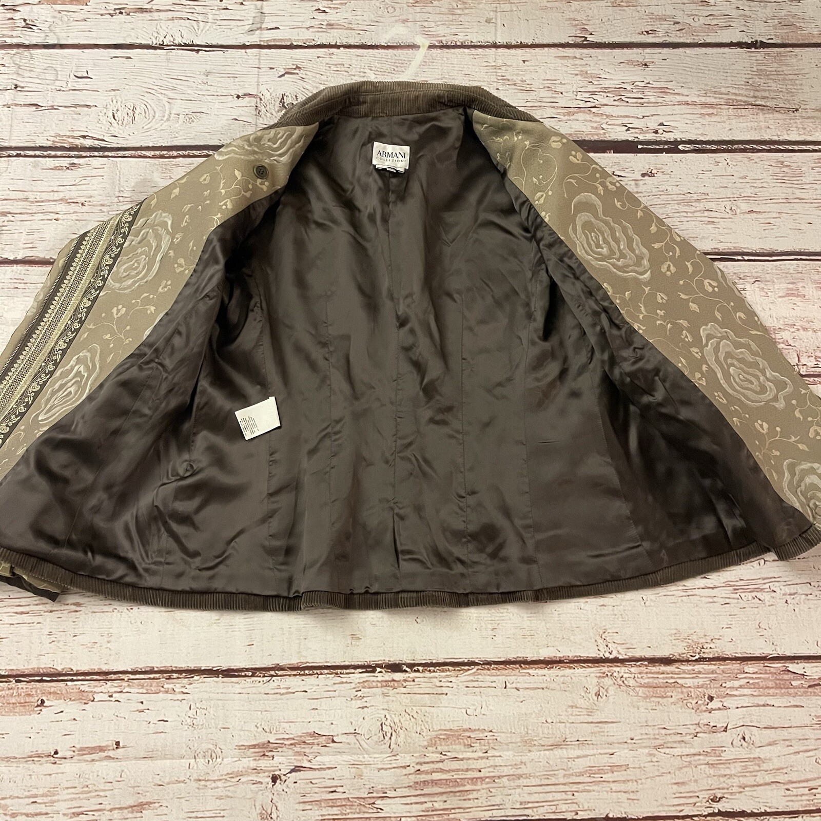 Armani Collezioni Light Brown Corduroy Moto Zip Jacket Size 8 Pockets