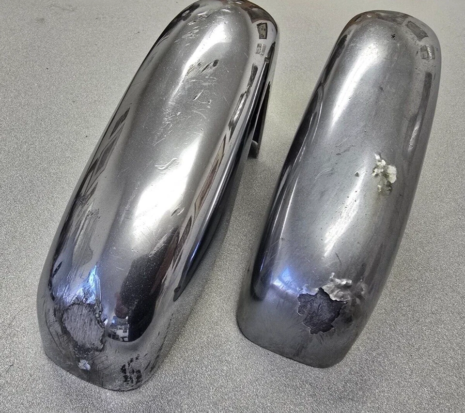 PAR DE ANULADORES PARACHOQUES DELANTEROS CROMADOS ORIGINALES USADOS PORSCHE 356B 356C 356SC #12 Foto 2 de 4