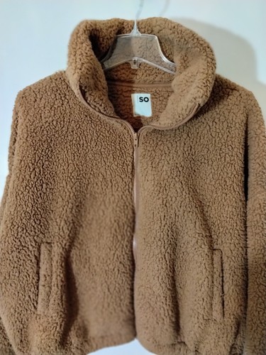 SOHO Women's Sherpa Fleece Camel Colored Zip Up Jacket With Pockets Oversized... - Picture 2 of 12