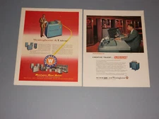 2 1957 WESTINGHOUSE AUTOMATED ENGINEERING ADS W/ REMINGTON RAND UNIVAC COMPUTERS