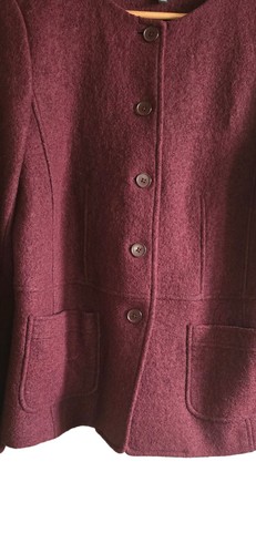 Talbots Wool Jacket Women's 12 Burgundy Blend Button Front Thick New - Picture 3 of 7