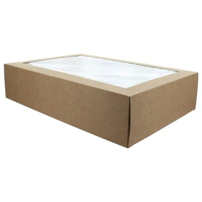 DELISUPPLIES Large Cardboard Sandwich Platter Boxes Tray and Window Tuck Top Box Pack of 10