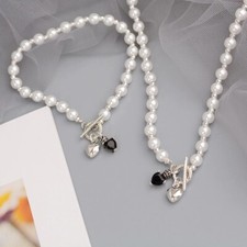 Set Bracelet Necklace Jewelry Pearls LOVE Heart Party Jewelry OT Buckle New 2022
