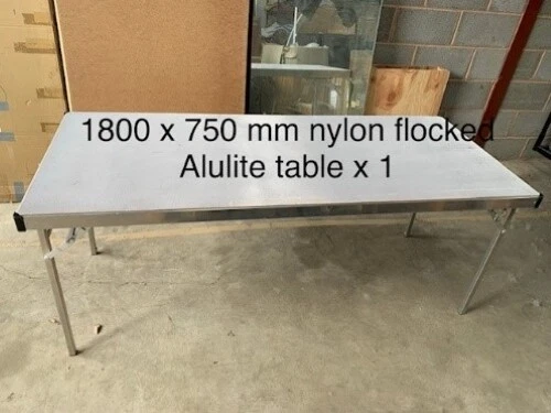 Folding Trestle Table 180 x 75 x 73.5cm Nylon Flocked & Aluminium Clearance