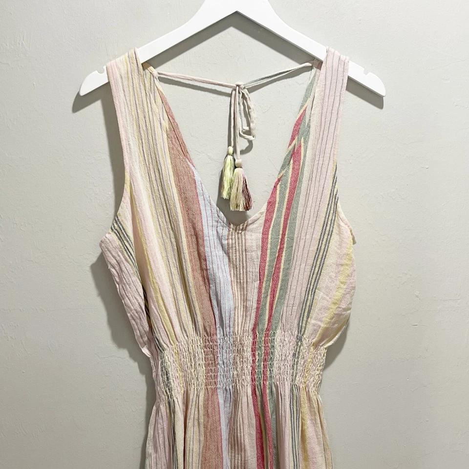 Vestido a rayas BECCA by Rebecca Virtue para mujer ENDLESS SUMMER encubrimiento cuello en V talla M Foto 4 de 4