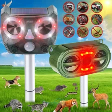 Solar Ultrasonic Animal Repellent Keep Deer Cat Dog Raccoon Mouse Fox Away