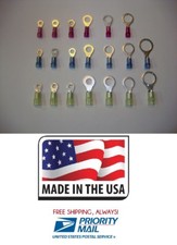 450 RING TERMINAL 22-18 16-14 12-10 NYLON ASSORTMENT 6 - 3/8" UL MADE IN USA