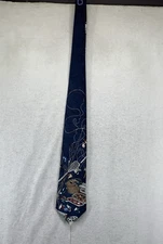 Mens Neck Tie Fly Trout Fishing Pole Basket Tackle Polyester 54" American Sports