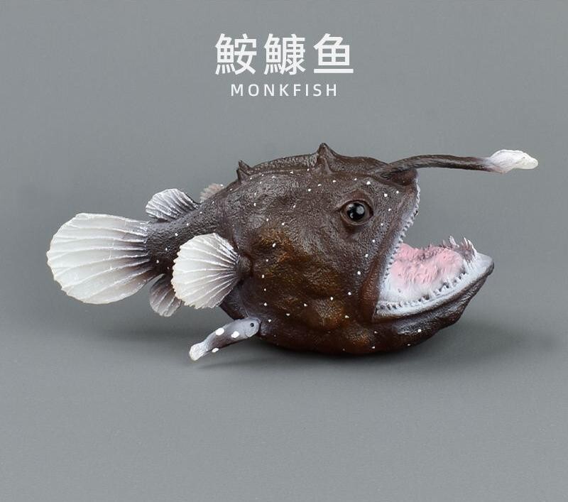 Realistic Solid Ocean Animal Figurines for Kids - Anglerfish, Frogfish, Lanternf