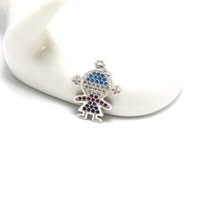 4pcs CZ Micro Pave Boy and Girl Pendant,Cubic Zirconia Earring Necklace Charm