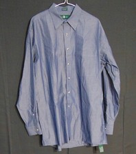 Hunt Club Men's Blue Pinstripe Collared Cotton Dress Shirt Size 16 1/2 34/35