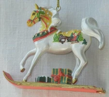Sleigh Ride ORNAMENT 2" Tall 2019 Christmas Noel Yule Trail Painted Ponies