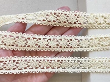 3 Yards Ivory White Cotton Crochet Ribbon Trim for Sewing/Craft/Bridal/3/4" Wide