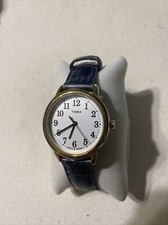 Timex T2N954, Women's Blue Leather Strap Watch, Indiglo, 30MM Case, New battery