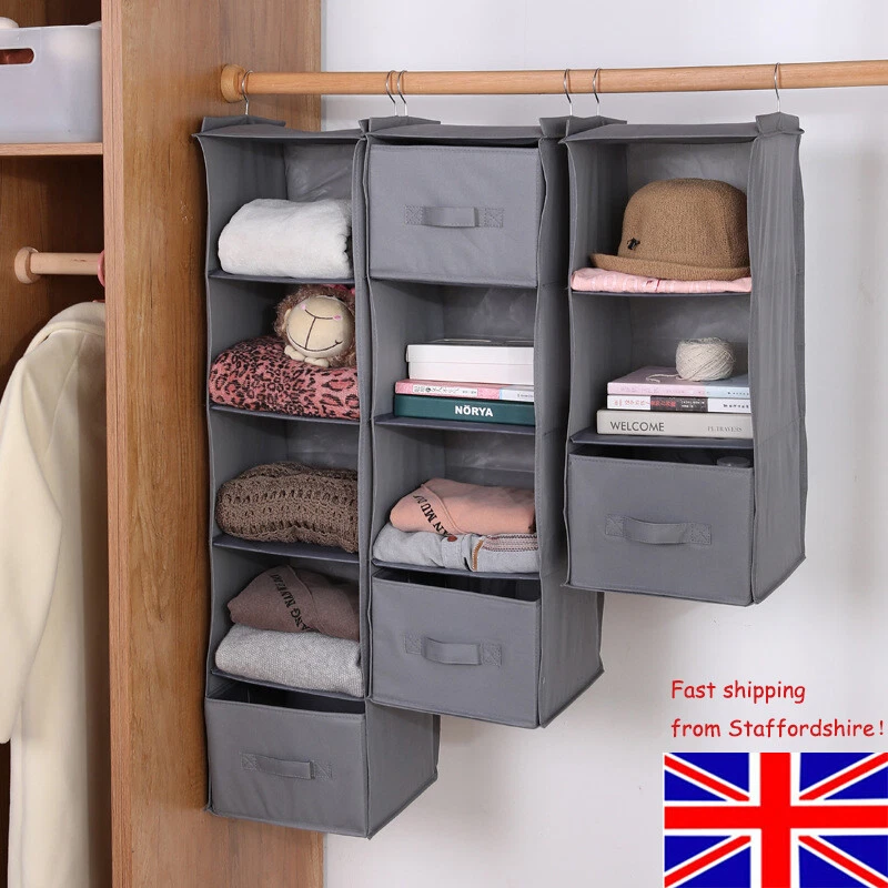 Tidy Hanger Hanging Boxes Wardrobe Storage Shelf Closet Organiser Clothes  Box UK