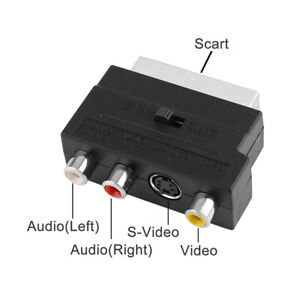 Audio-/Video-Adapter Scart-stecker mit in/out umschalter 3x cinch 