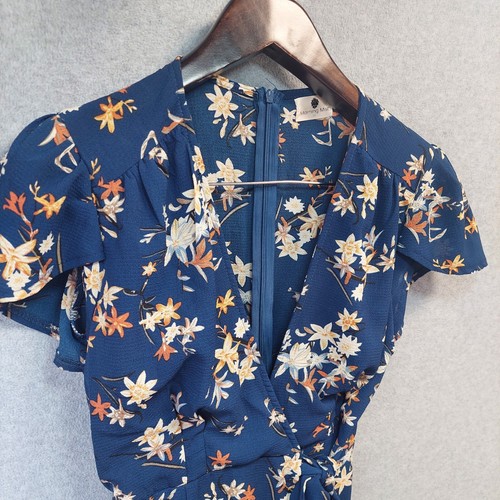 Morning Mist Womens Playsuit Size 10 Blue Floral Short Sleeve - Picture 4 of 8