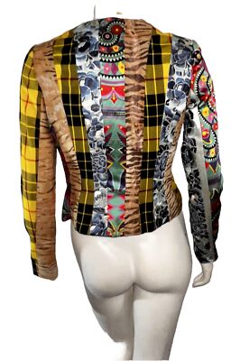 John Galliano ダブルジップ ジャケット Vintage JOHN GALLIANO Mixed Materials Patchwork Zipper