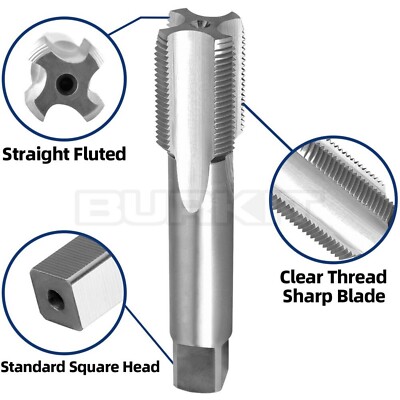 M22 X 0.75 Thread Tap Left Hand, HSS M22x0.75 Straight Fluted Machine Tap