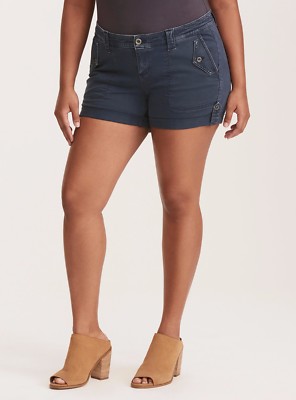 Torrid Military Stretchy Short Shorts Navy Wash 10 #02308