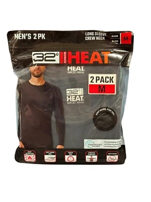 Men Top Long Sleeve 32 Degrees Heat Scoop Neck 2 Pack Thermal Baselayer Tee