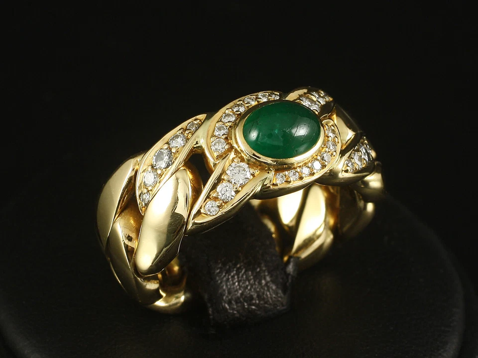 Wempe Smaragd Brillant Kettenring ca. 1,40ct 18,8g 750/- Gelbgold - Bild 2 von 4