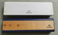 Vintage light wooden feast - plastic blue watch box for any nodels newoldstock