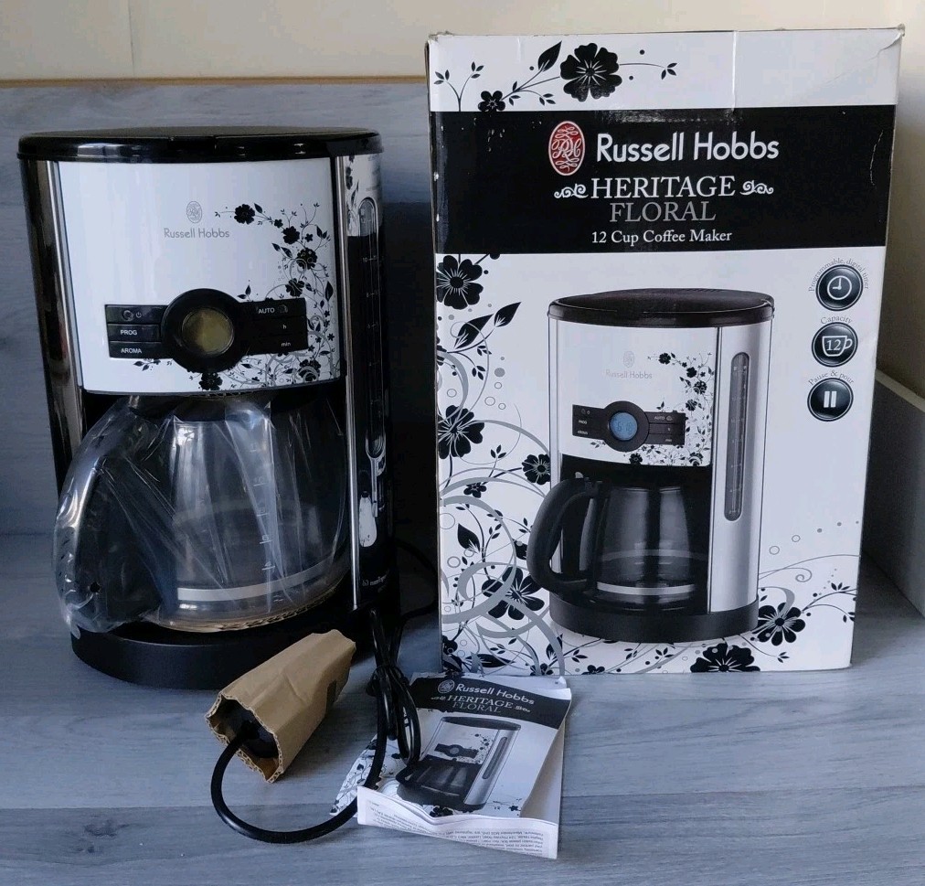 Russell Hobbs 12 Cup Coffee Maker Heritage Floral Programmable Digital Timer