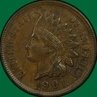1901 Indian Head Cent Choice Extremely Fine XF+ Coin #43500