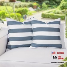 2 Pack Outdoor Throw Pillow Covers, 18" x 18" Pack of 2 Navy Blue White