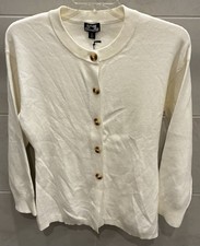 NWT Future Collective Women's M Cream Long Sleeve Nipped Waist Cardigan Sweater