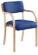 Brand new unused Prague Wooden Frame Conference Chair – Blue Fabric With Arms