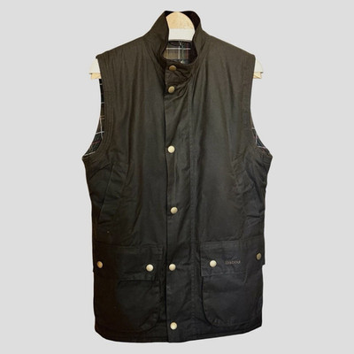 Barbour Westmorland Waxed Cotton Vest Gilet Olive Men's M 