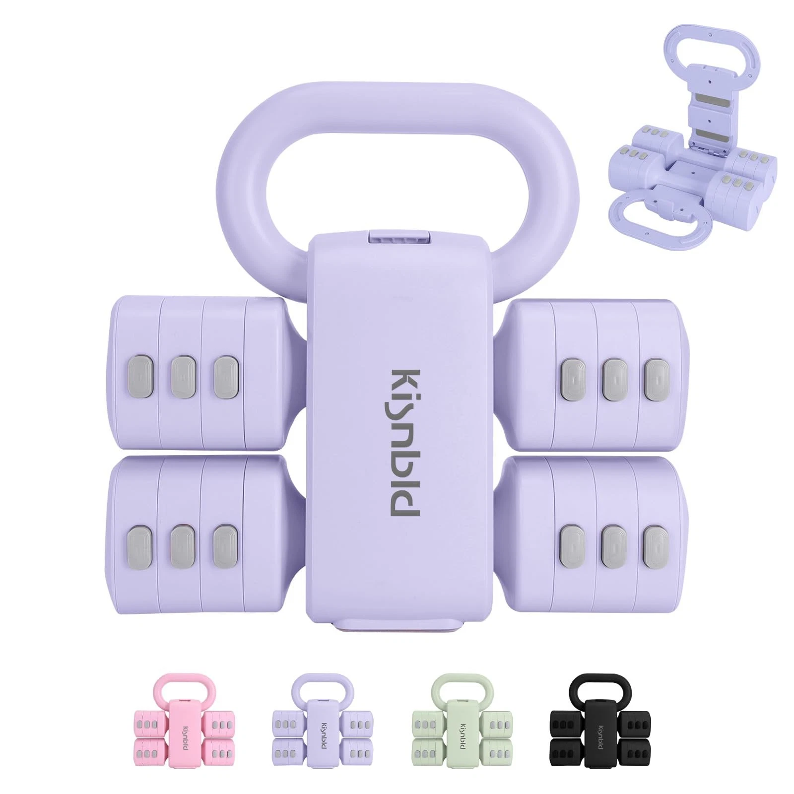 Adjustable Dumbbell Set of 2, 2 in 1 Free Weights Dumbbells & Kettlebell Set ...