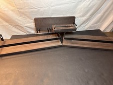 Set of 3 Rustic Floating Wall Shelves Wood Metal Farmhouse Wall Mounted