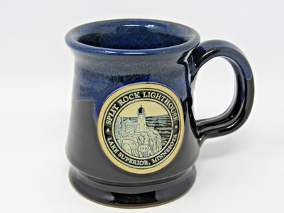 Deneen Pottery Split Rock Lighthouse Lake Superior Minnesota Mug Blue Drip Glaze
