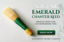 Soutar Emerald chanter reed for bagpipes - Easy Strength, New 