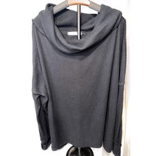 We The Free Large Oversized Black Cowl Neck Sweater Boho Cozy Slouchy Knit