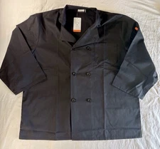 HAPPY CHEF  3/4 Long Sleeve Double Breasted Jacket - XL Black New W/Tags
