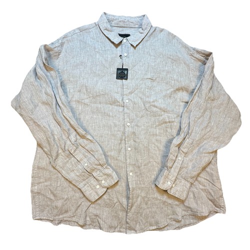 Camicia JoS A Bank Reserve lino uomo taglia 2XL marrone beige 100% lino manica lunga nuova con etichetta - Foto 2 di 9