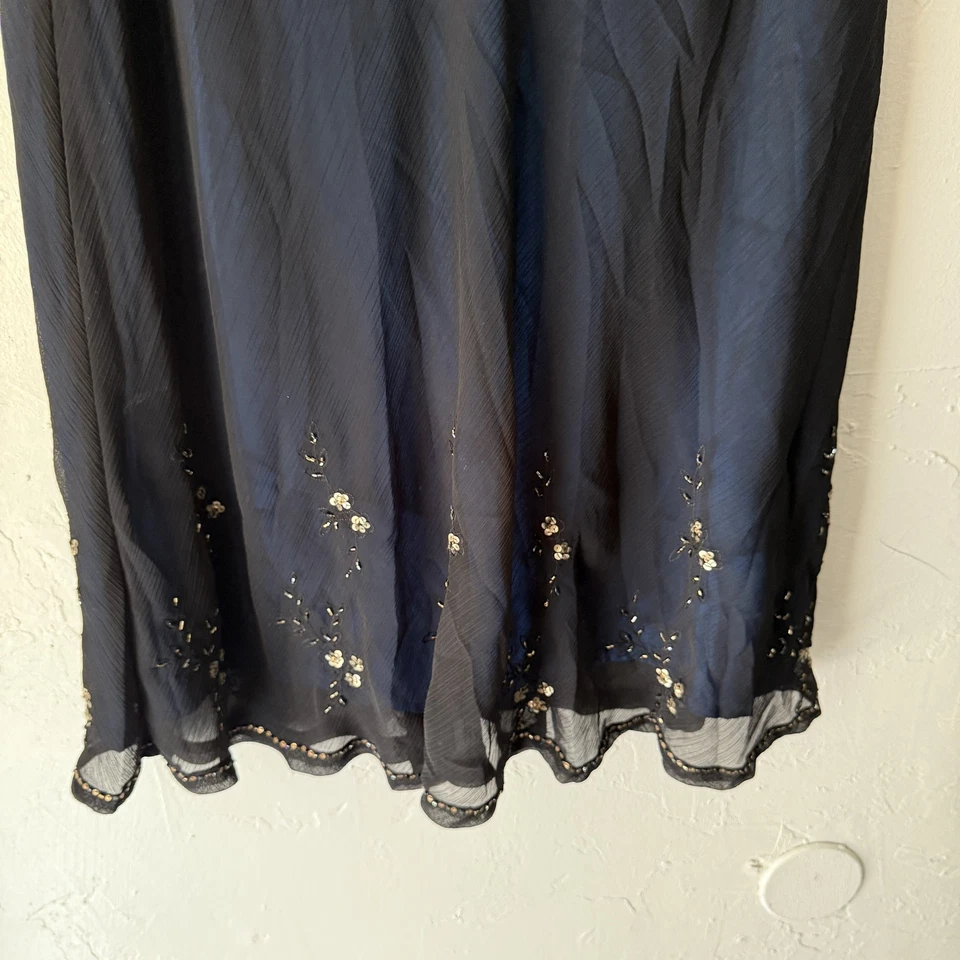 Falda Attention Y2k Whimisigoth 6 Lentejuelas Transparentes Floral Midi Forrada Cremallera Lateral Foto 3 de 4