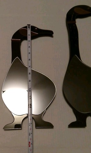 Vintage Lot Of 3 Mirror Goose Wall Decor With Wood Backs Made In Canada 1985 - Picture 14 of 19