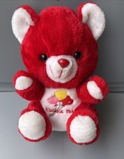 Vintage Stuffed Plush Red Teddy Bear Cuddle Me Heart BalloonBootleg Carebear