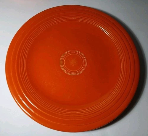 1936 Vintage RED ORANGE FIESTA PLATE RADIOACTIVE RED ORANGE GLAZE DINNER PLATE