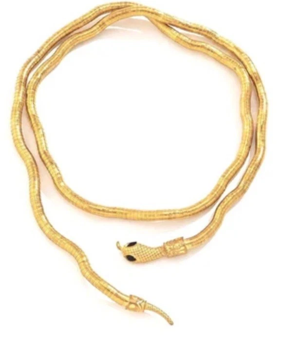 De Colección Oro Enrollado Serpiente Envolvente Collar Pulsera Ojos de Cristal Sheba Medusa Etrusco Foto 2 de 4