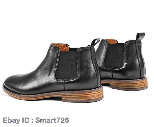 Retro Men's Boots Leather Dress Work Casual Business Shoes Ankle Boots - Picture 13 of 21