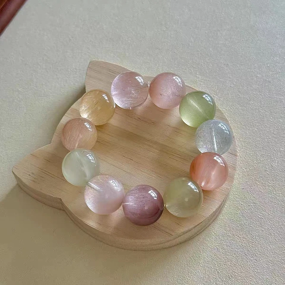 Natural Green Rutilated Quartz Red Rutilated Quartz Rabbit Hair Mixed Bracelet - Image 2 of 4