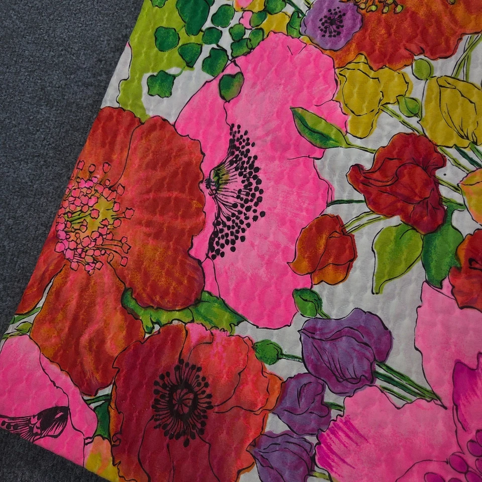 Maxi Falda Floral Acolchada Vintage Flower Power Flores Boho Mod Años 70 Psicodélica Foto 3 de 4