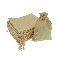 50Pcs Drawstring Burlap Bags 2.7 x 3.5, Small Linen Gift Bags Jewelry Candy P...