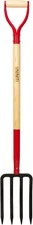 KOLEIYA Garden Fork,4 Tine Digging Fork,Pitch Fork for Gardening,Steel Y-Grip,Wo